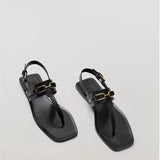 Summer New Products MD Womens Shoes Casual One-word Buckle Flat Flip-flop Sandals